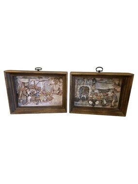 Vintage Anton Pieck Shadowbox Layered Paper Art Framed 3D Cardboard Art Signed